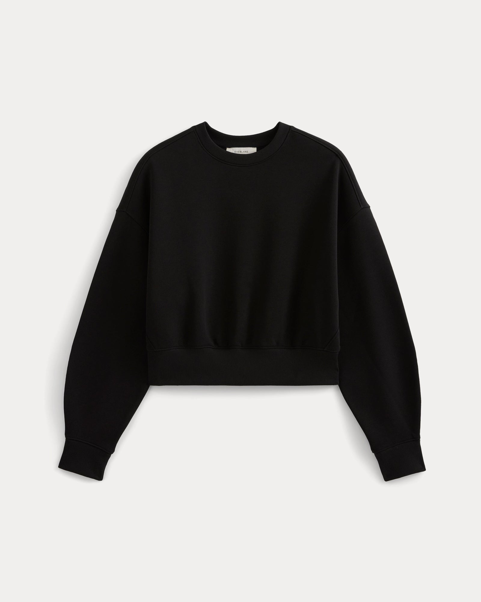 Luxe Fleece Shrunken Crew in Black — alternate view