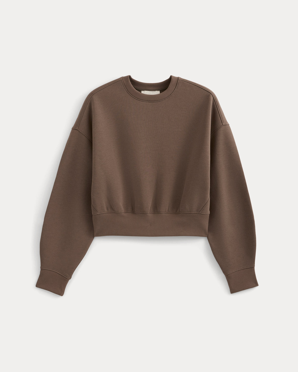 Luxe Fleece Shrunken Crew in Chocolate — alternate view