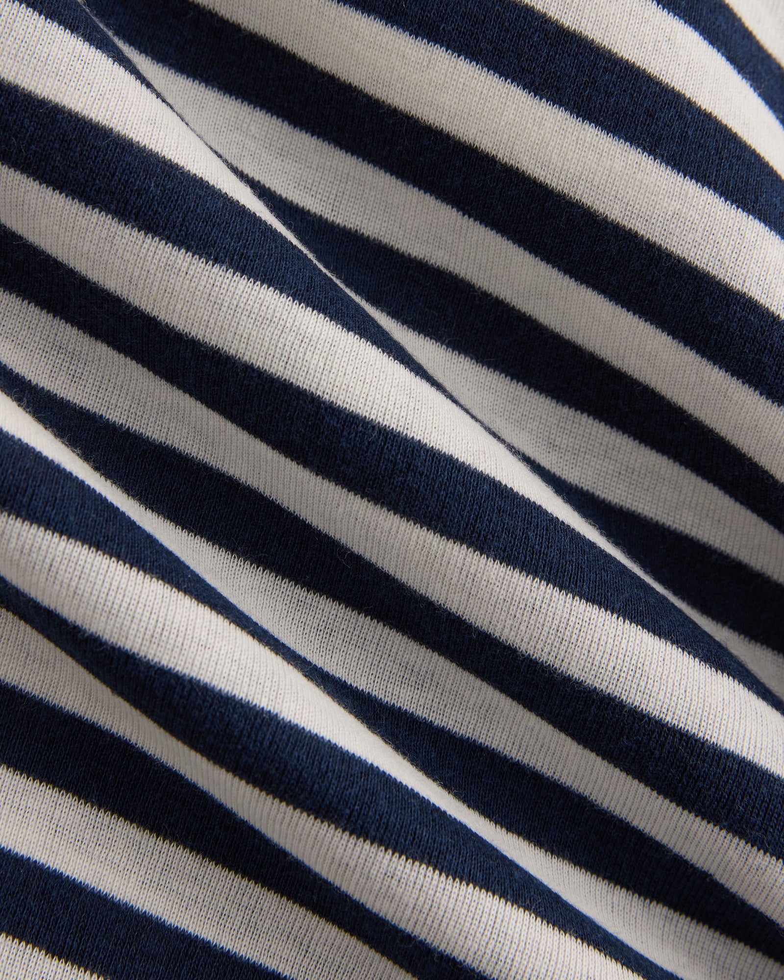 Tissue Long-Sleeve Crew in Bone / Navy — detail view