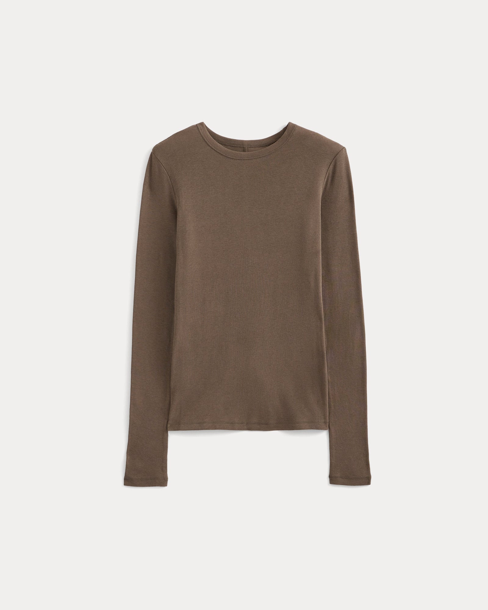 Tissue Long-Sleeve Crew in Deep Taupe — alternate view