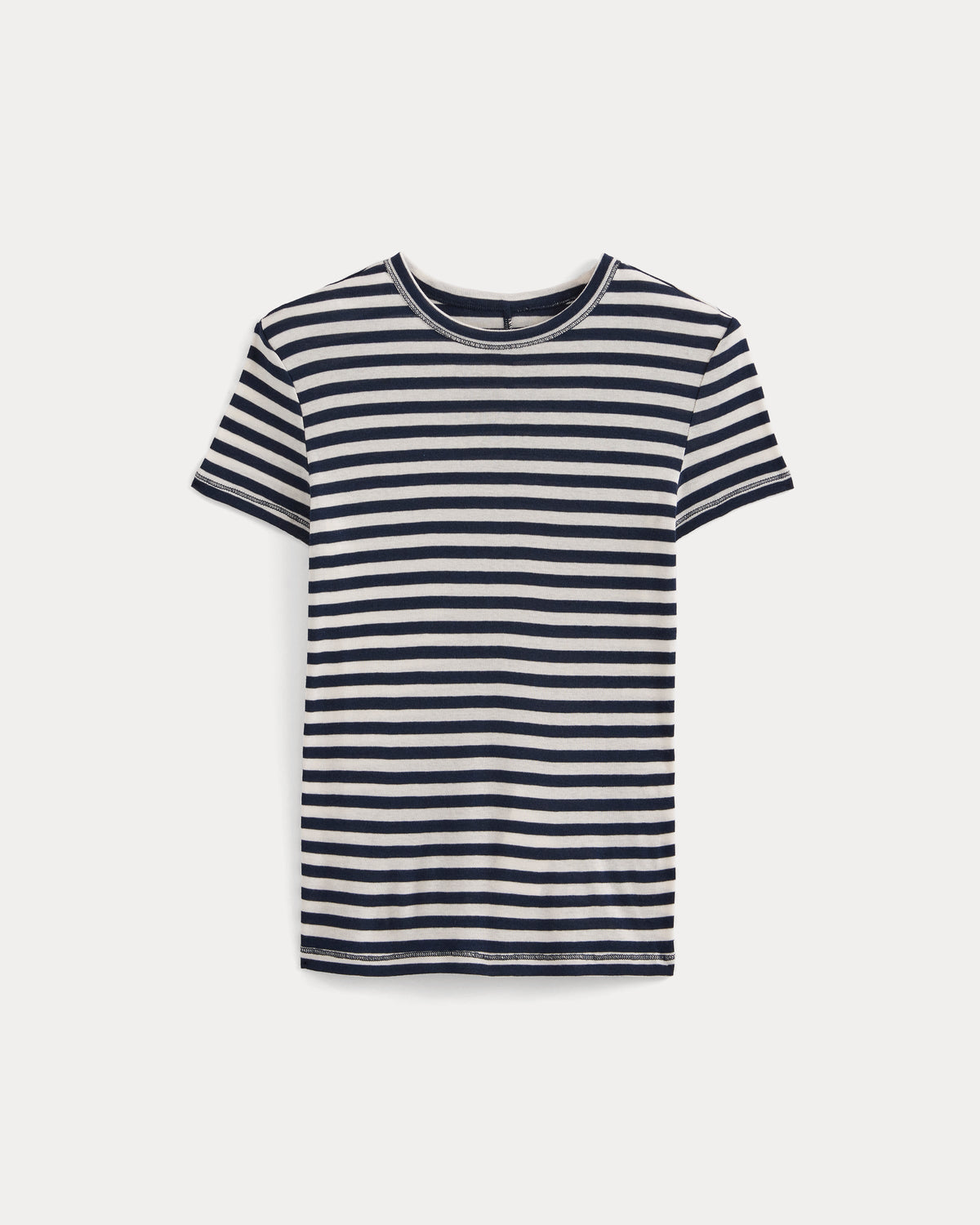 Tissue Short-Sleeve Crew in Bone / Navy — alternate view