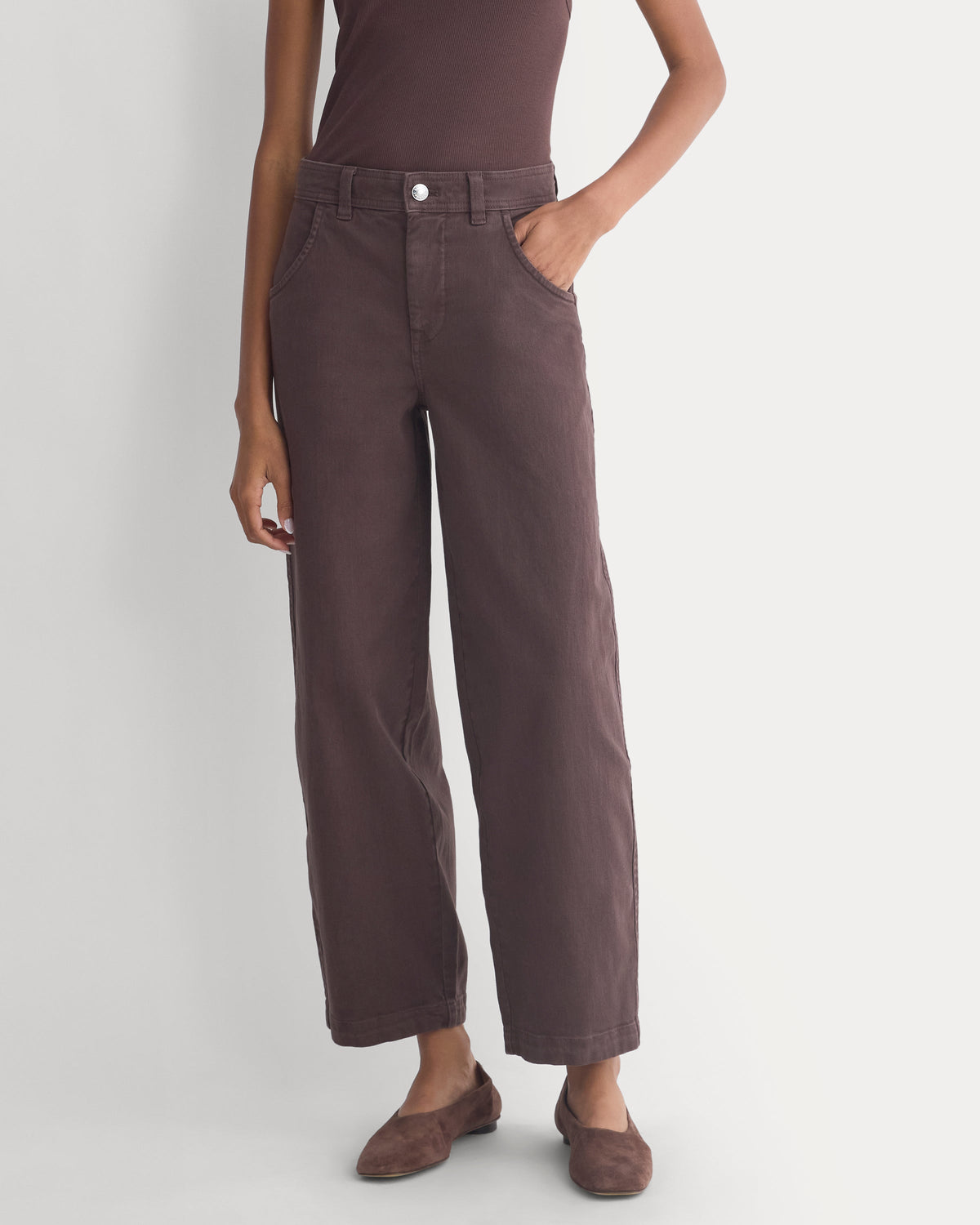 Utility Twill Barrel Pant in Coffee Bean — alternate view