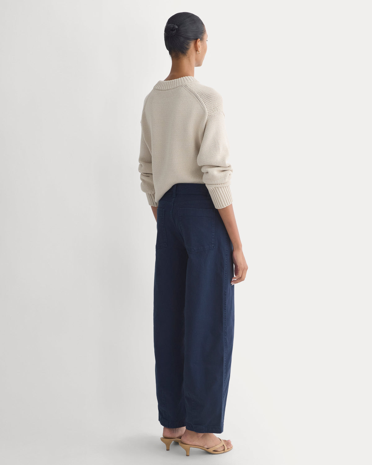 Utility Twill Barrel Pant in Navy — detail view