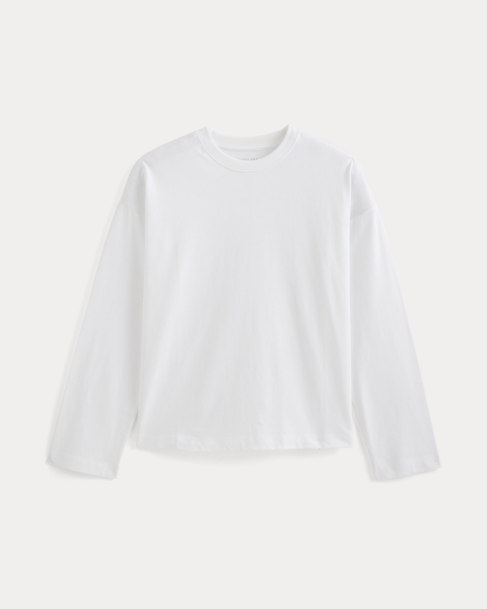 Forever Jersey Boxy Long-Sleeve Crew in White — front view