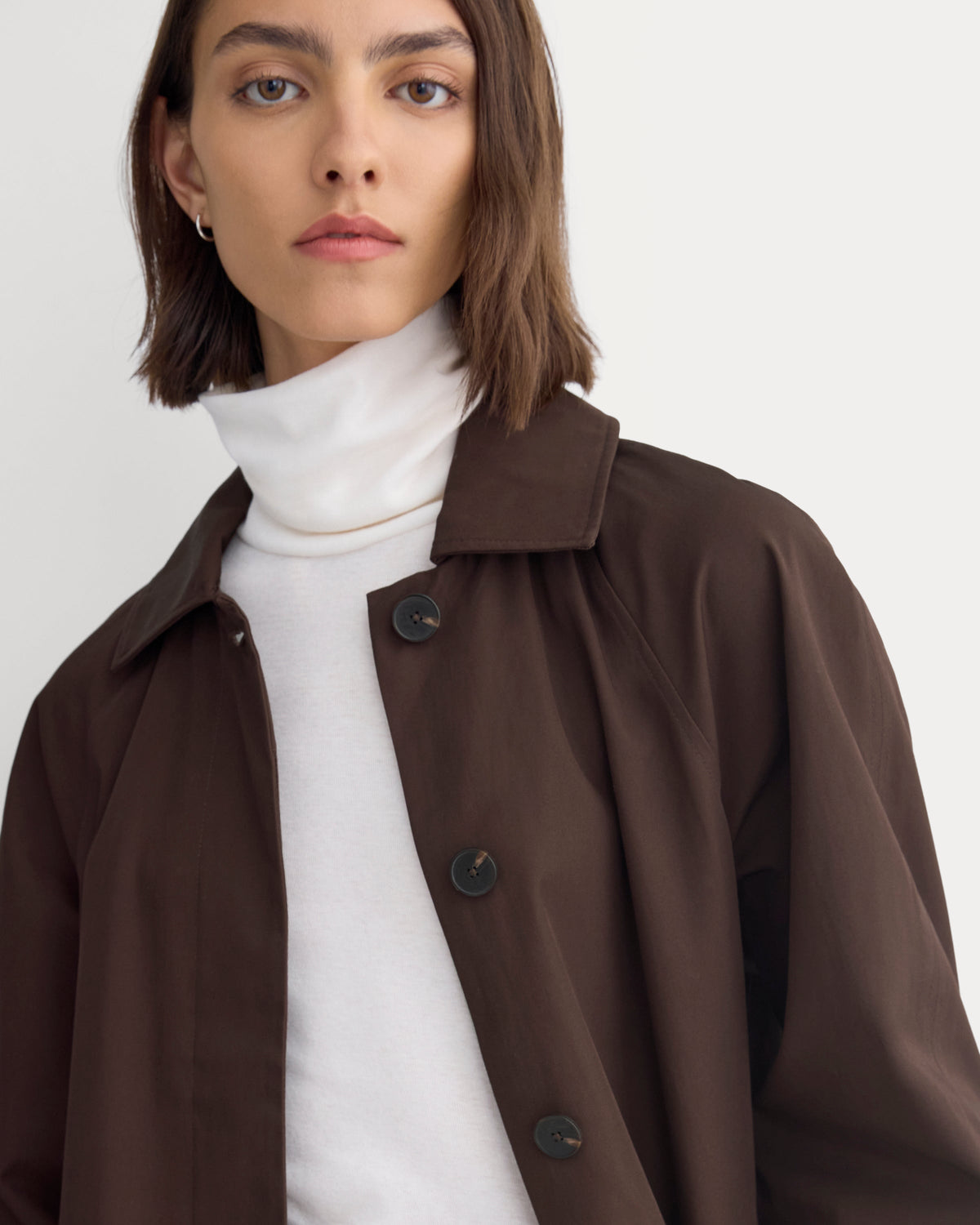 Oversized Mac Coat in Coffee Bean — detail view