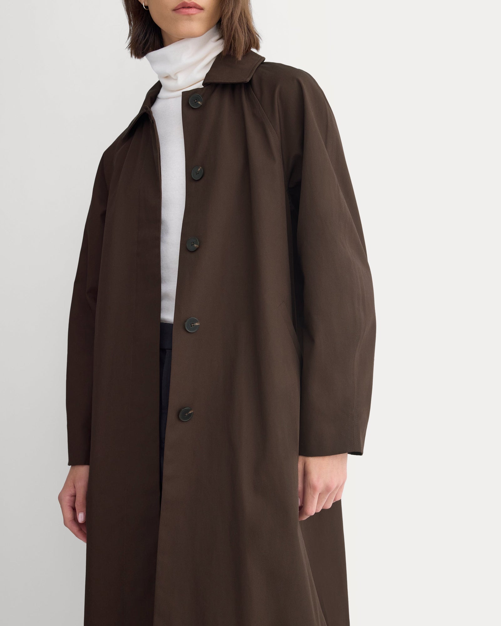 Oversized Mac Coat in Coffee Bean — detail view