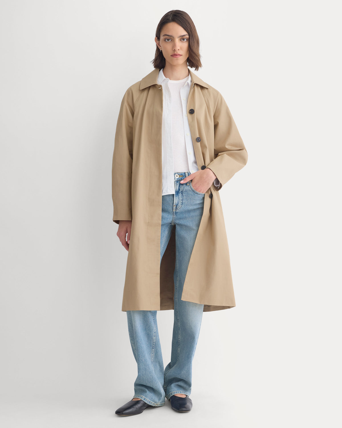 Oversized Mac Coat in Cornstalk — front view