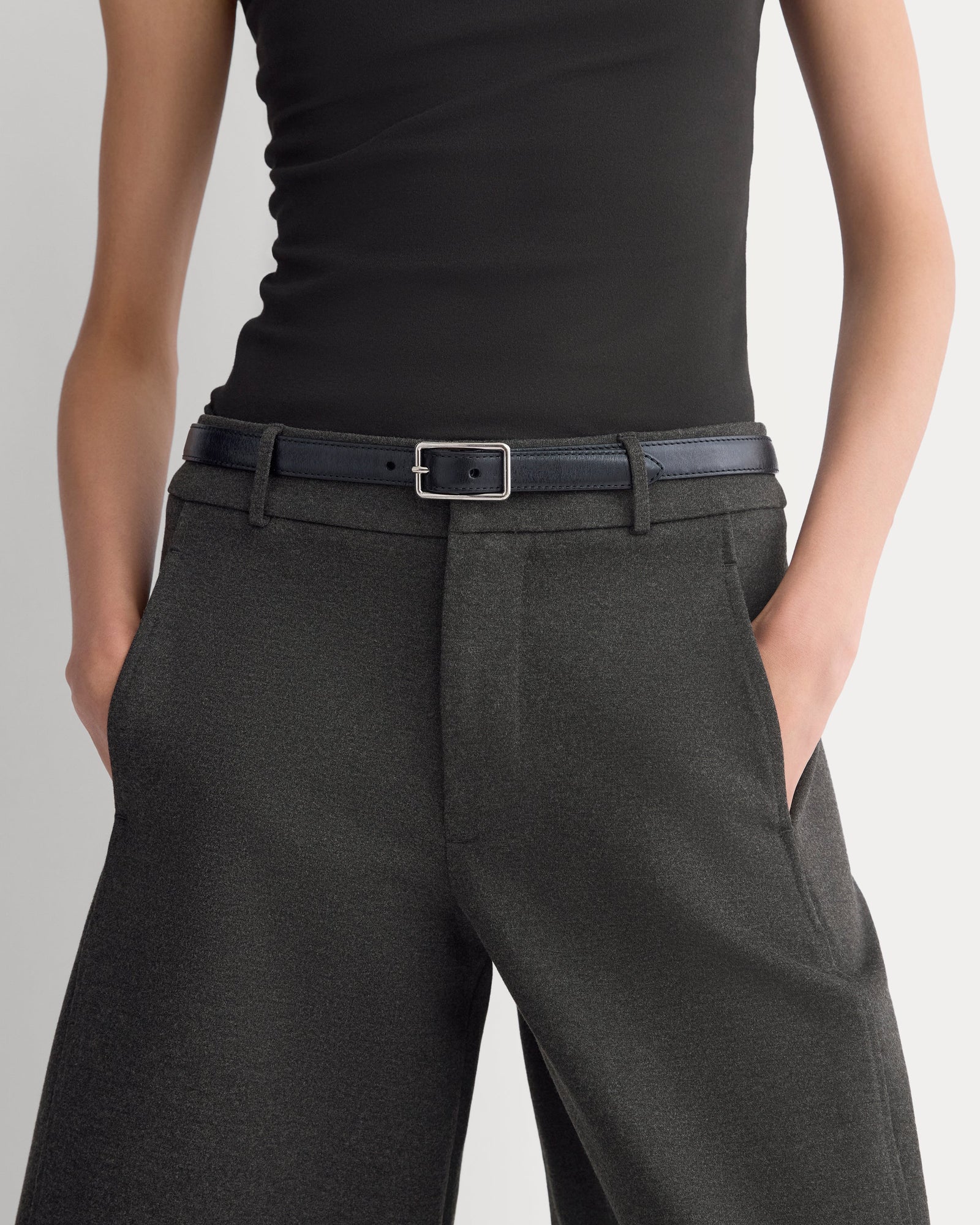 Ponte Bermuda Shorts in Heathered Soot — detail view