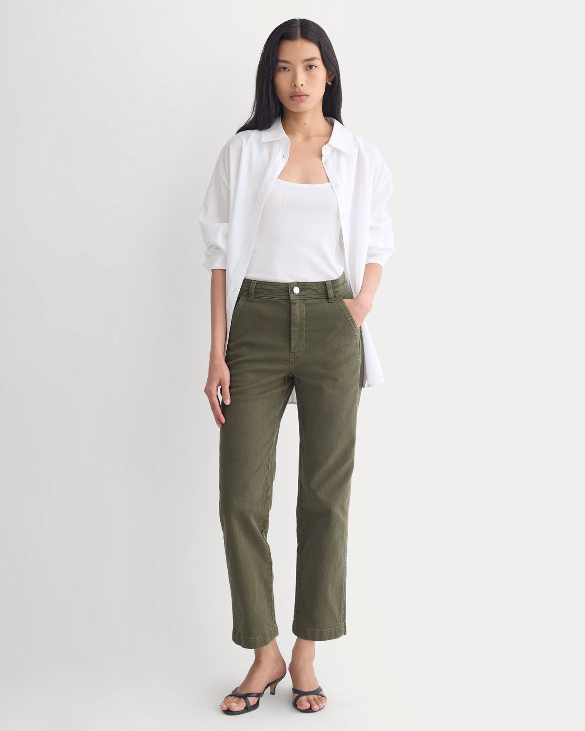 Utility Cigarette Pant in Olive Night — front view
