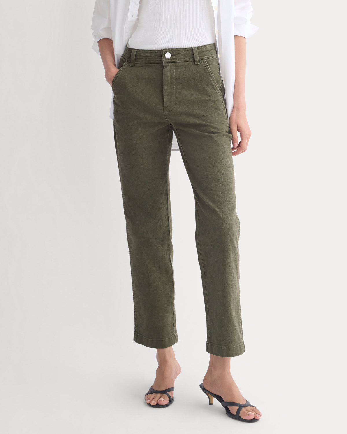 Utility Cigarette Pant in Olive Night — detail view