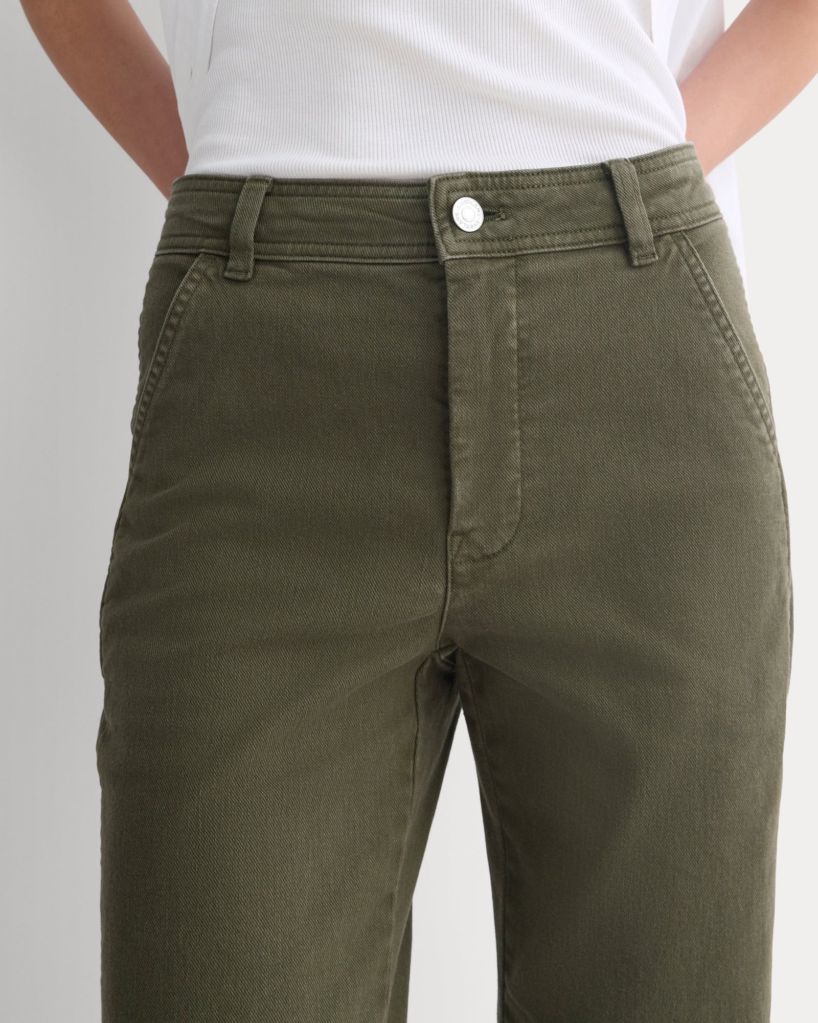 Utility Cigarette Pant in Olive Night — detail view