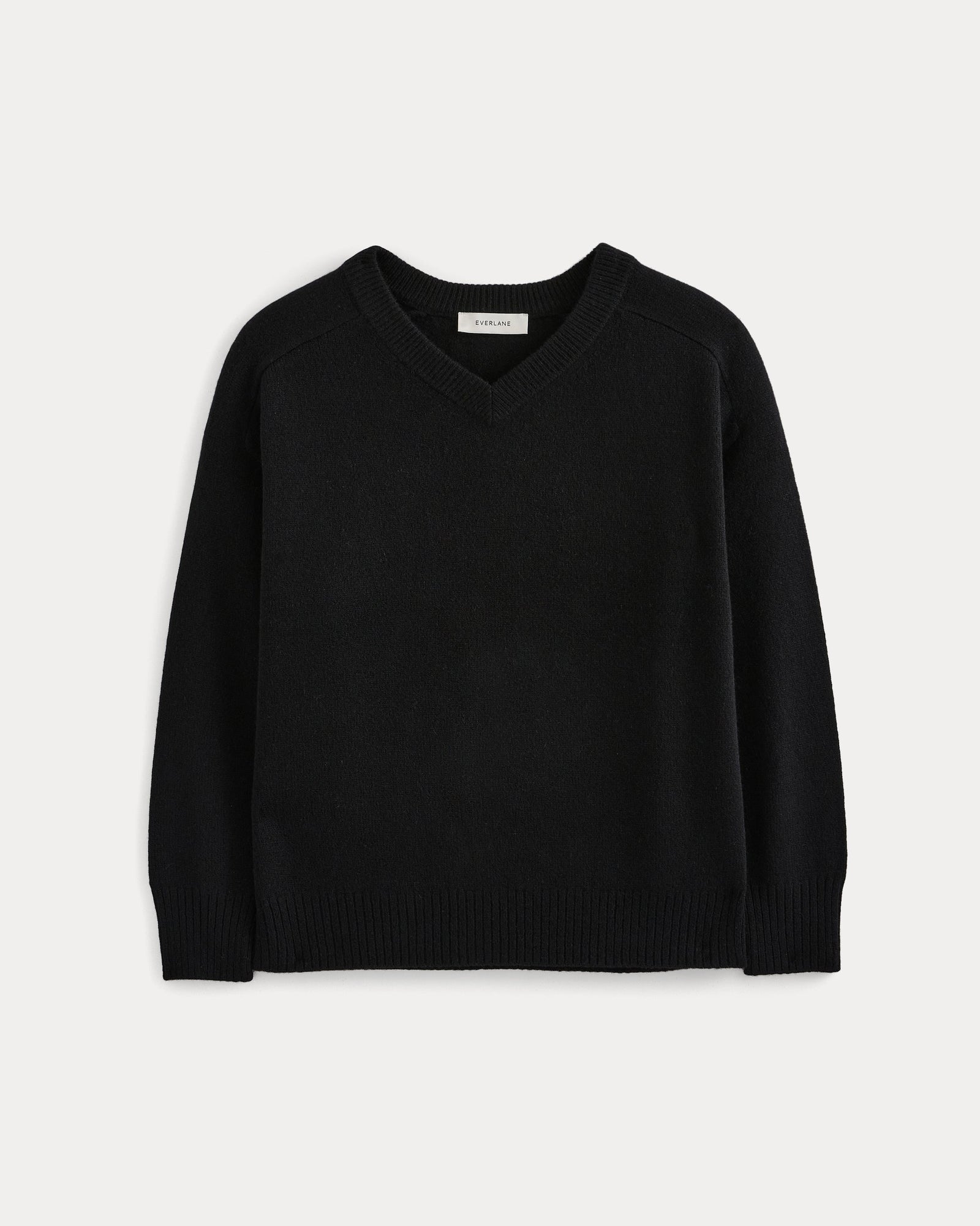 Cashmere High V Boyfriend Sweater in Black — alternate view