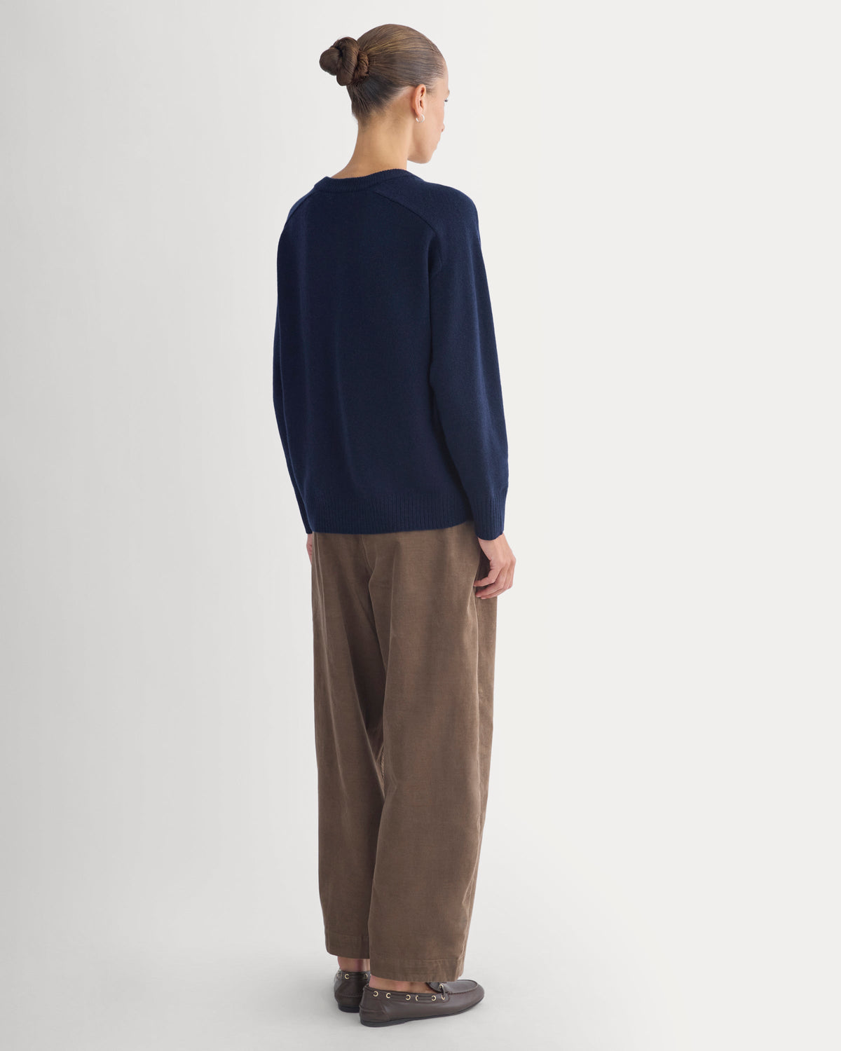 Cashmere High V Boyfriend Sweater in Navy — alternate view