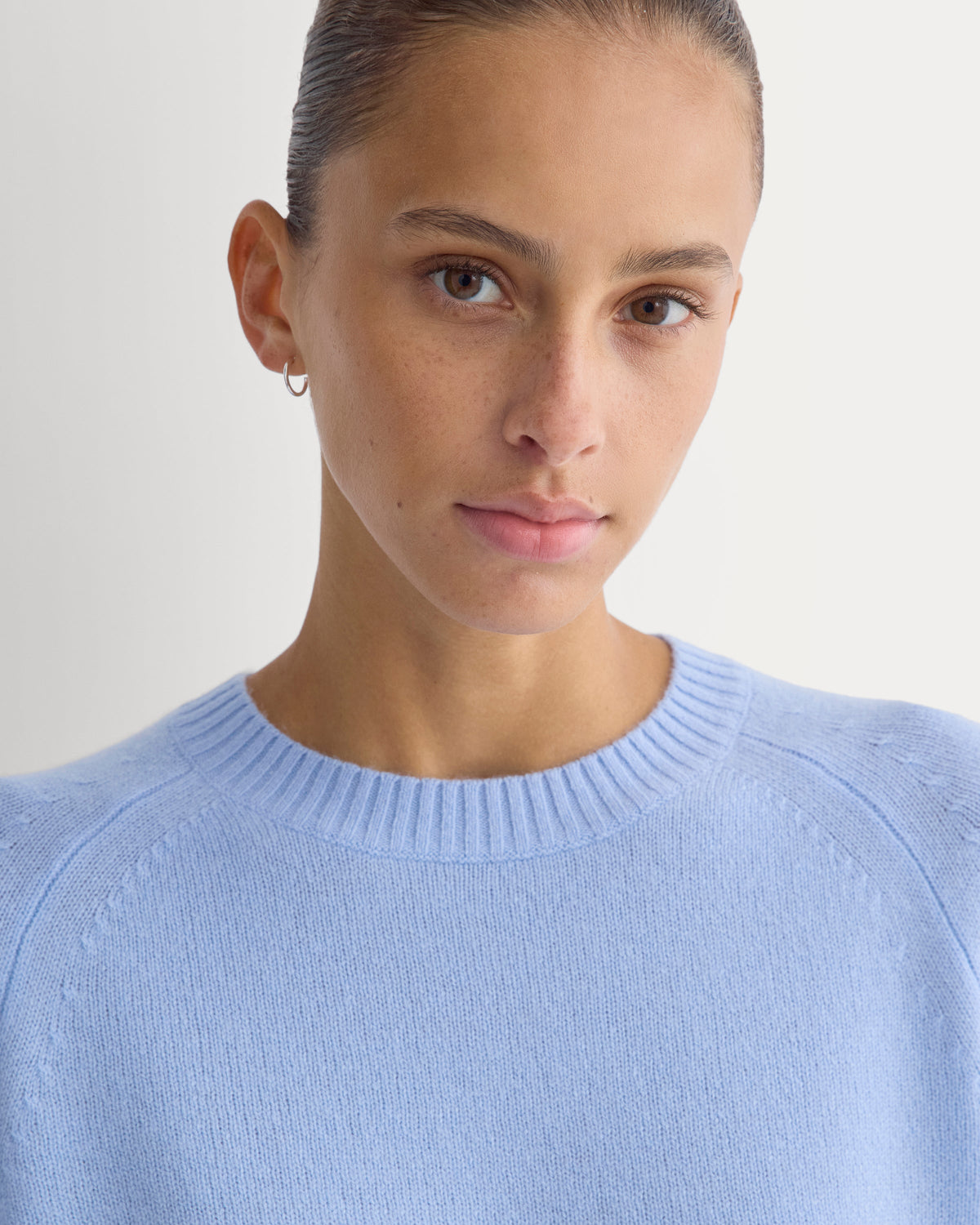 The Boxy Crew in Cashmere in Centaurea Blue — detail view