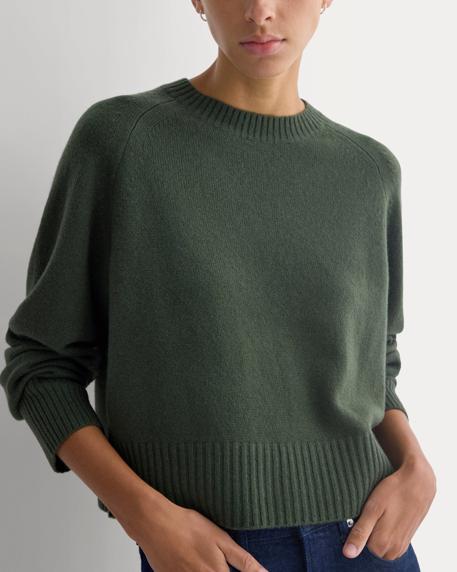 The Boxy Crew in Cashmere in Dark Forest — detail view
