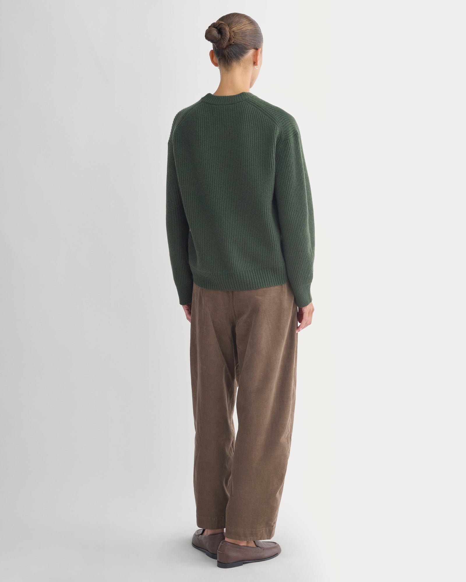 Cashmere Fisherman Crew in Dark Forest — detail view