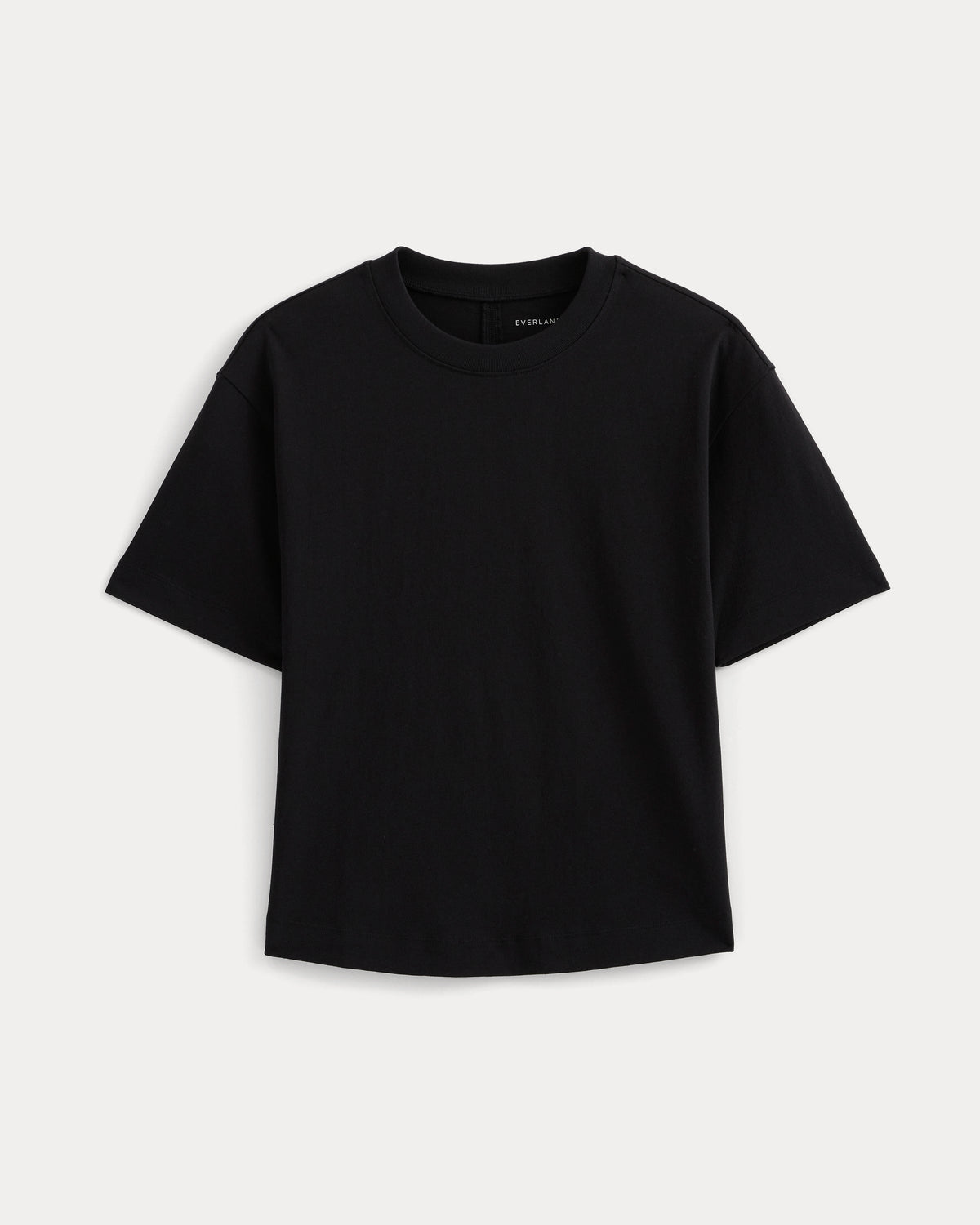 Premium Weight Back Slit Tee in Black — detail view