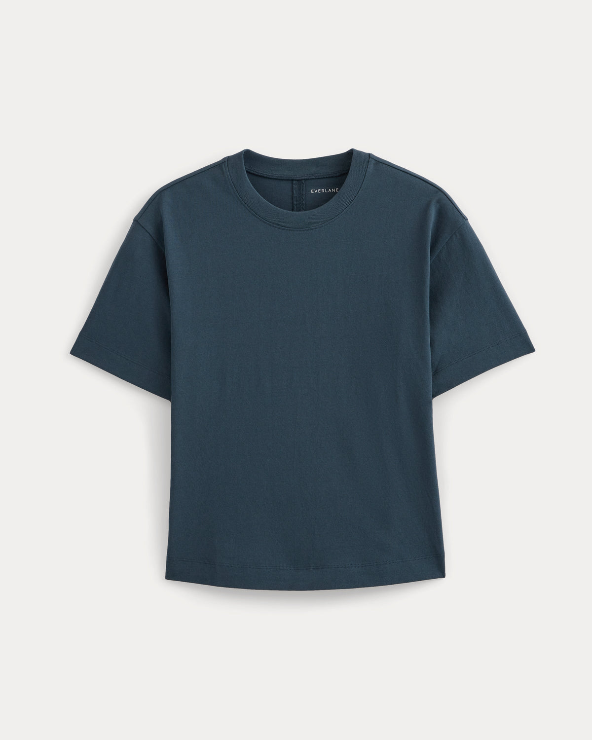 Premium Weight Back Slit Tee in Midnight Navy — detail view