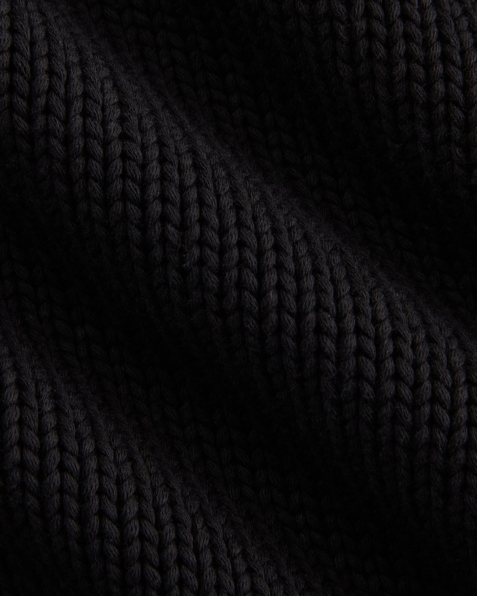 Open-Knit Cardigan Crew in Elevated Cotton in Black — detail view