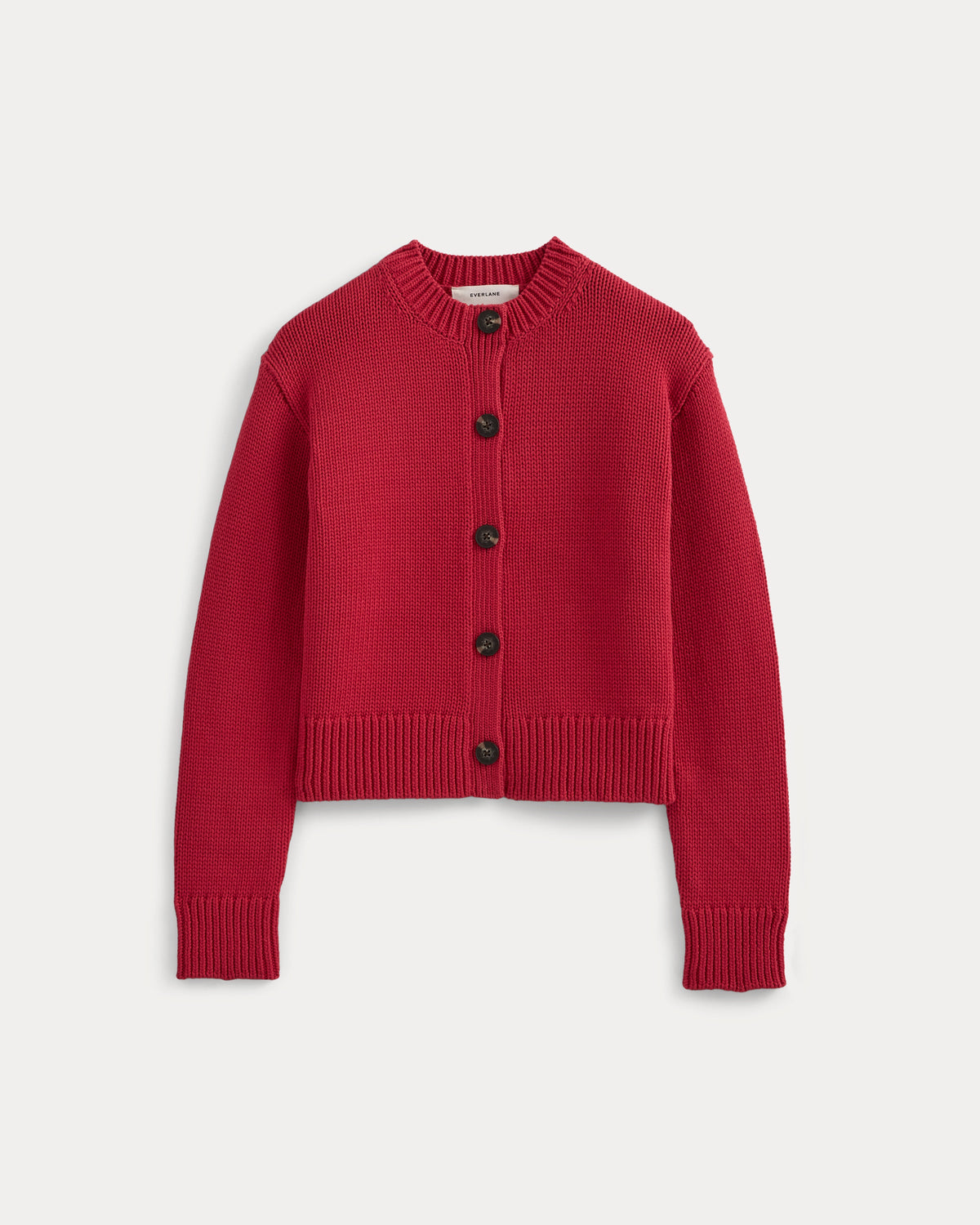 Open-Knit Cardigan Crew in Elevated Cotton in Vintage Red — alternate view