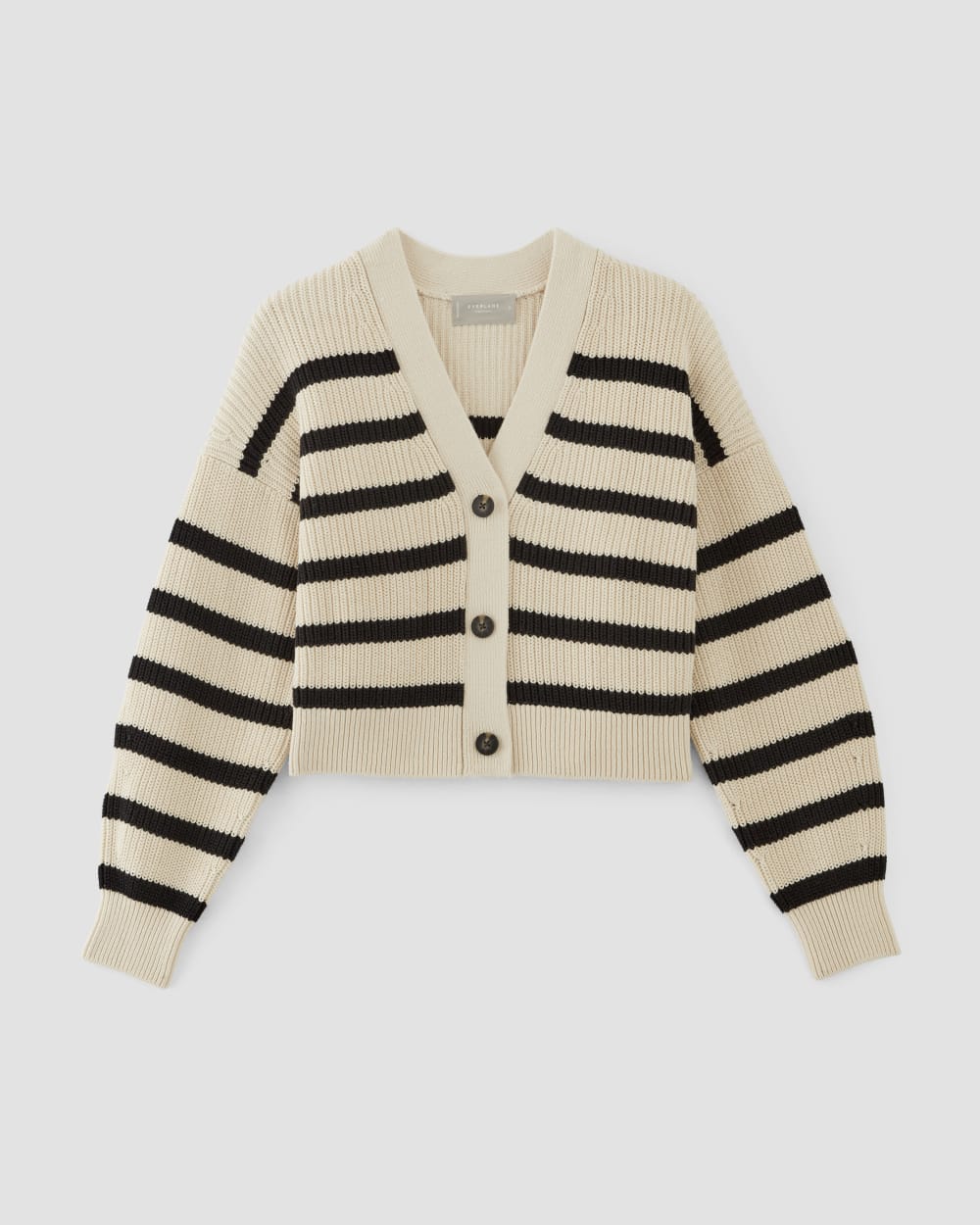 The Boxy Cardigan in Everyday Cotton in Canvas / Black — alternate view
