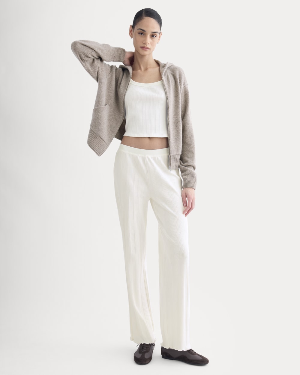 Lounge Rib Pant in Bone — front view