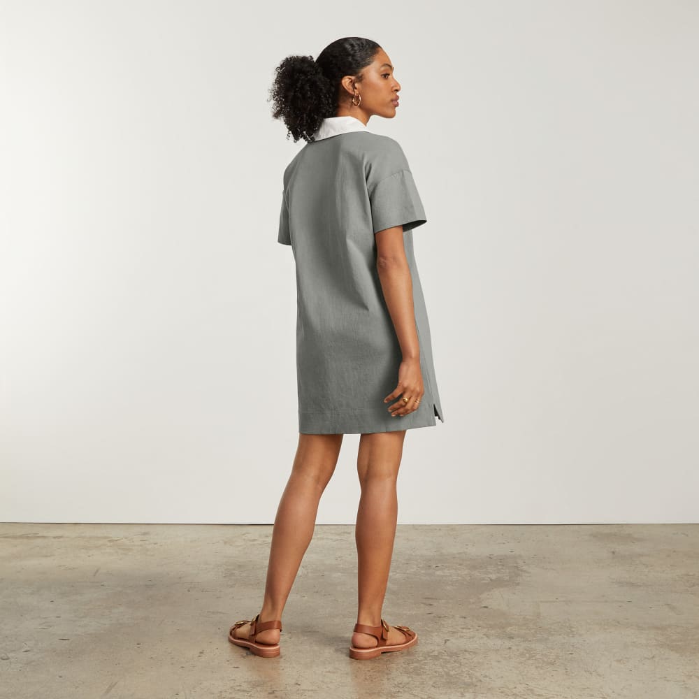 The Organic Cotton Polo Dress in Clay — detail view