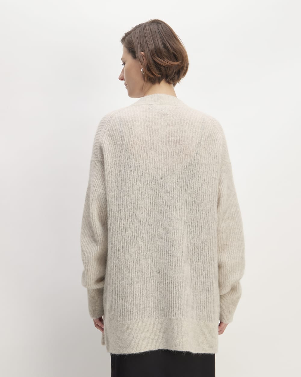 The Alpaca Oversized Cardigan in Almond — detail view