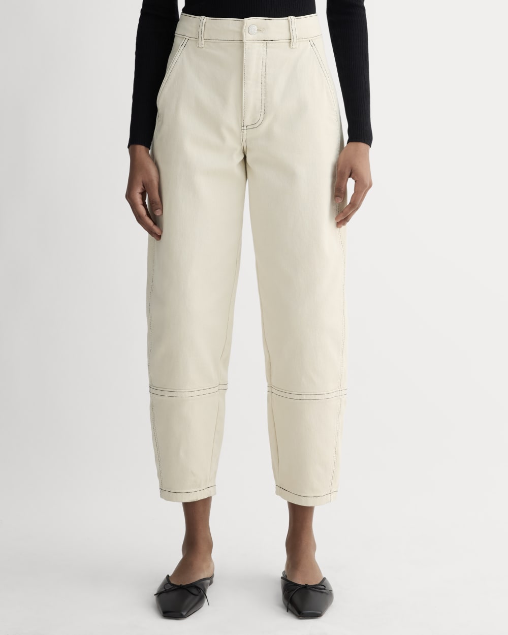 The Utility Barrel Pant in Natural — detail view