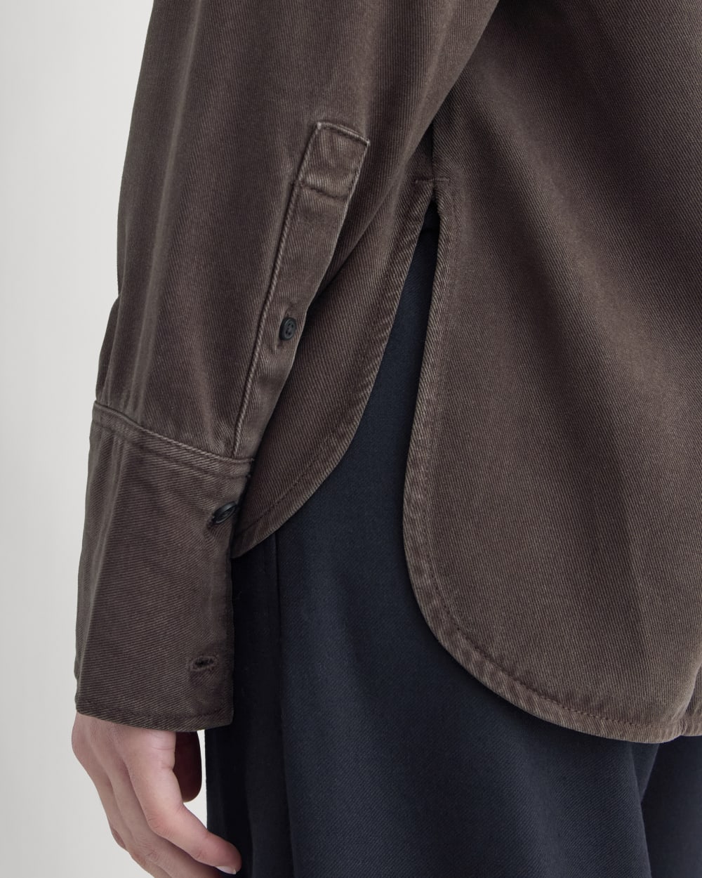 Boxy Shirt in Buttersoft in Coffee Bean — detail view