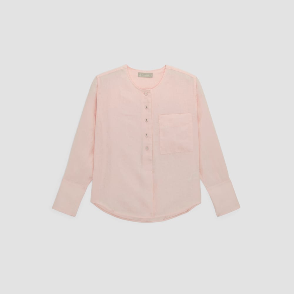 The Linen Popover Shirt in Petal Pink — alternate view