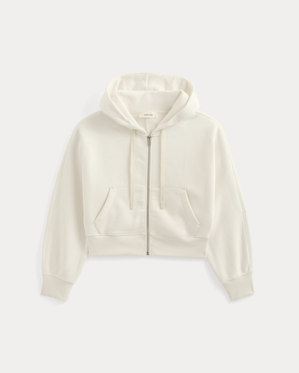 Luxe Fleece Full-Zip Cropped Hoodie in Bone — alternate view