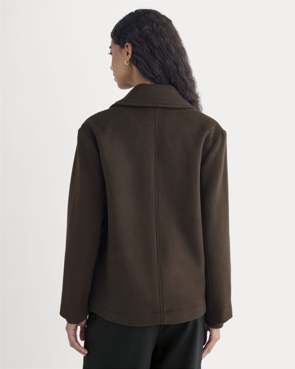 ReWool Short Peacoat in Dark Chocolate — detail view