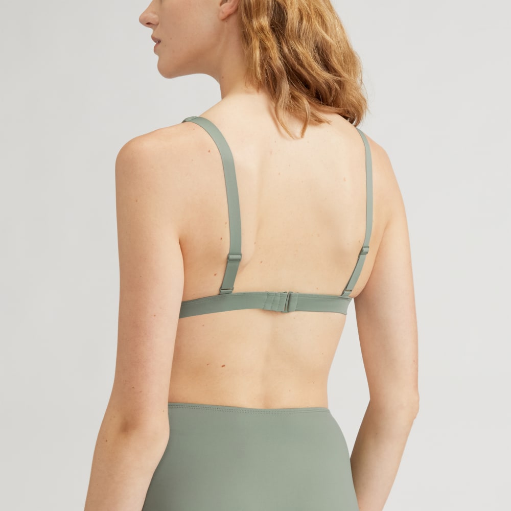 The ReNew Plunge Triangle Top in Herb — detail view