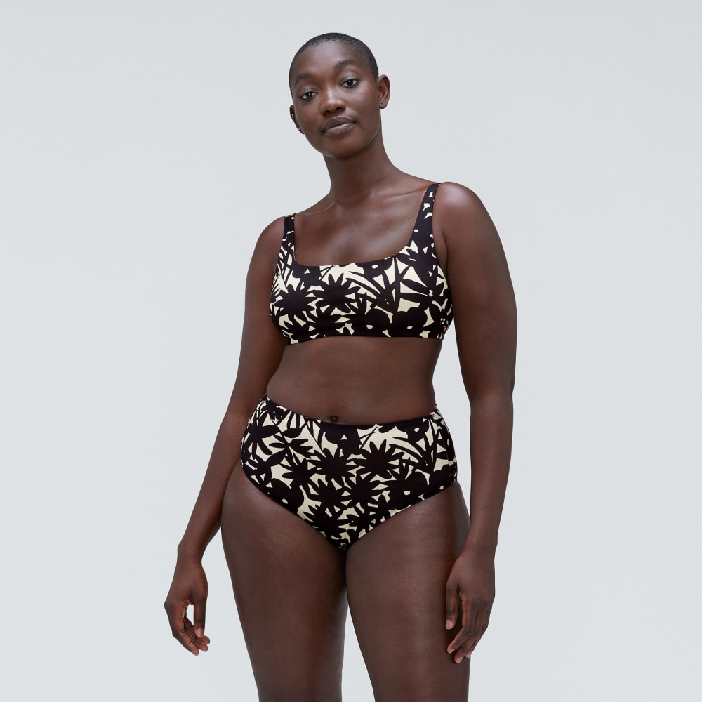 The High-Rise Hipster Bottom in Black / Canvas Floral — detail view