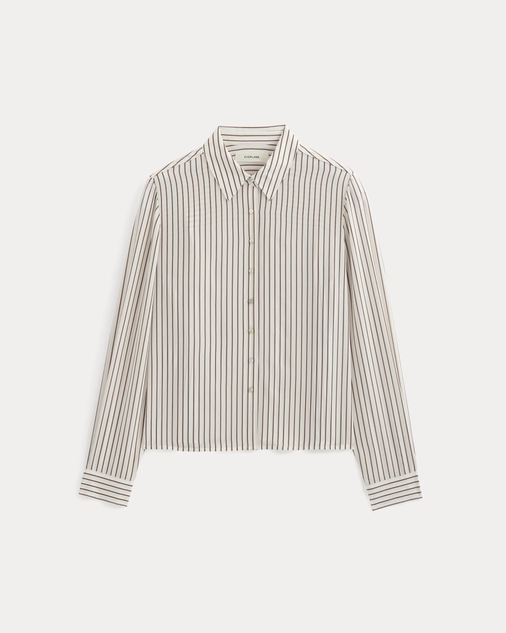Shrunken Top in Washable Silk in Bone / Toffee Stripe — alternate view
