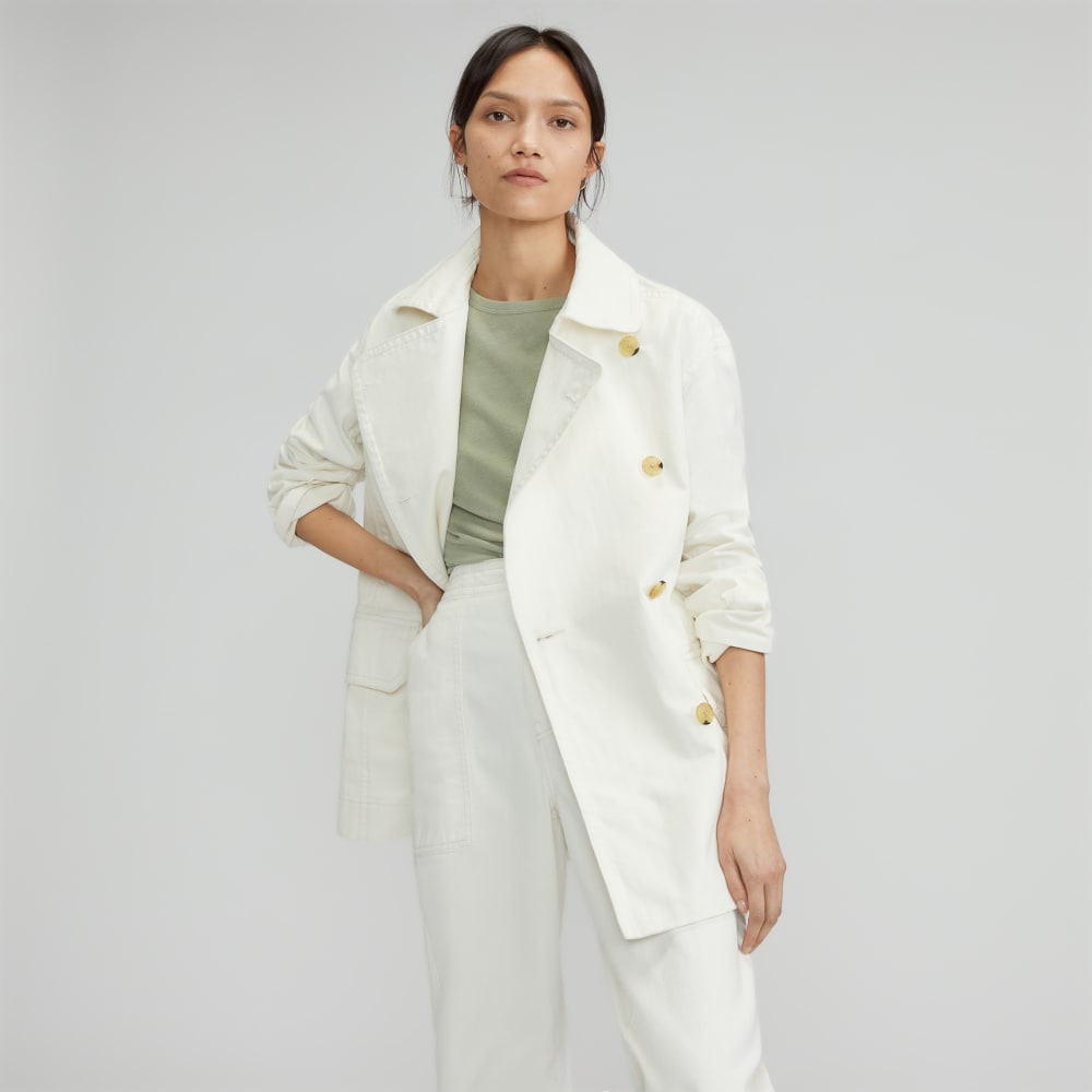 The Organic Cotton Herringbone Jacket in Bone — front view