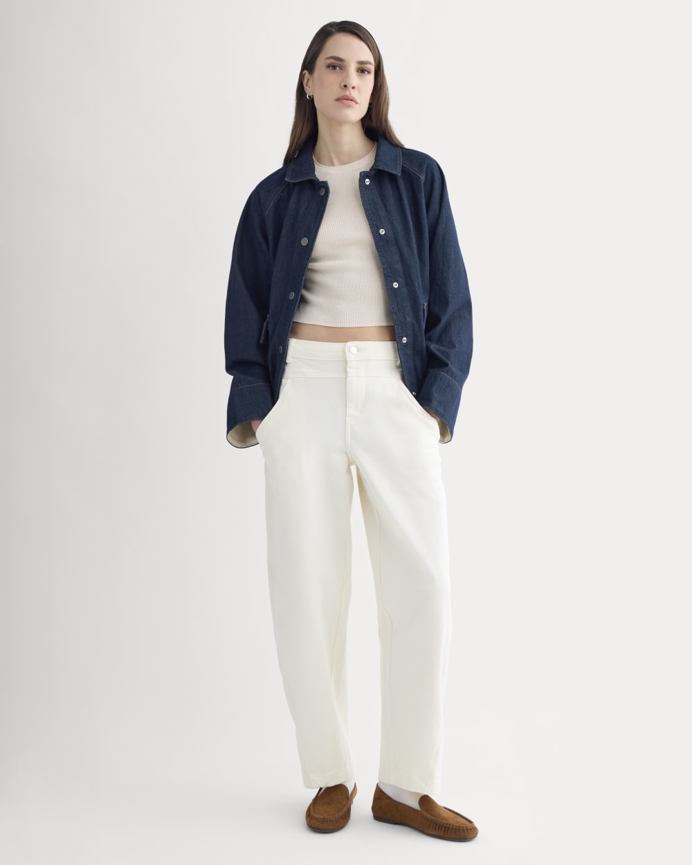 Double-Stitch Barrel Pant in Bone — front view