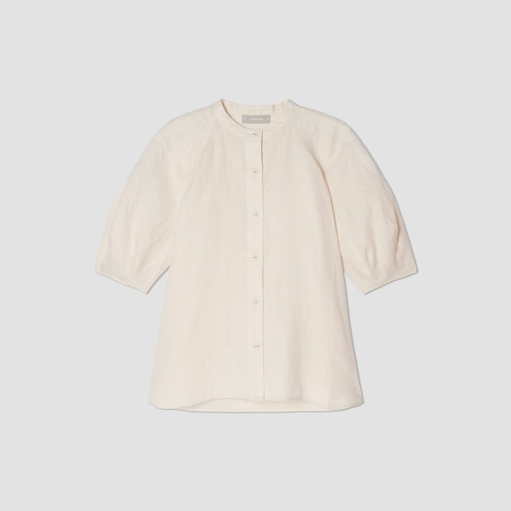 The Linen Puff Sleeve Shirt in Canvas — alternate view