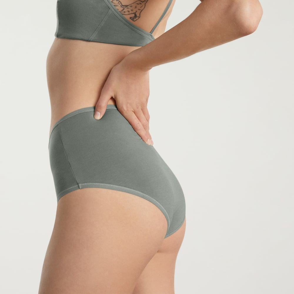 The Cotton High-Rise Hipster in Dark Sage — alternate view