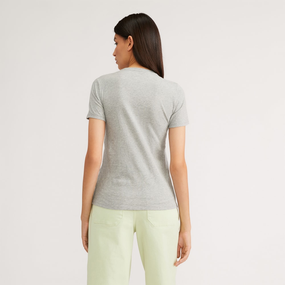The Organic Cotton Crew Tee in Heathered Grey — detail view