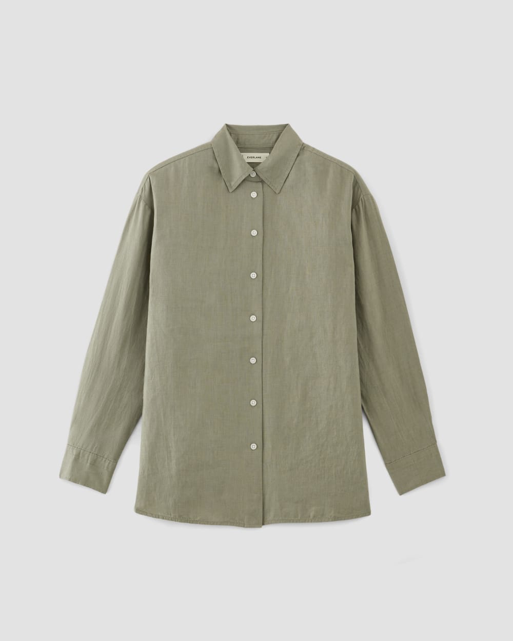 The Boyfriend Shirt in Linen in Sage Green — alternate view