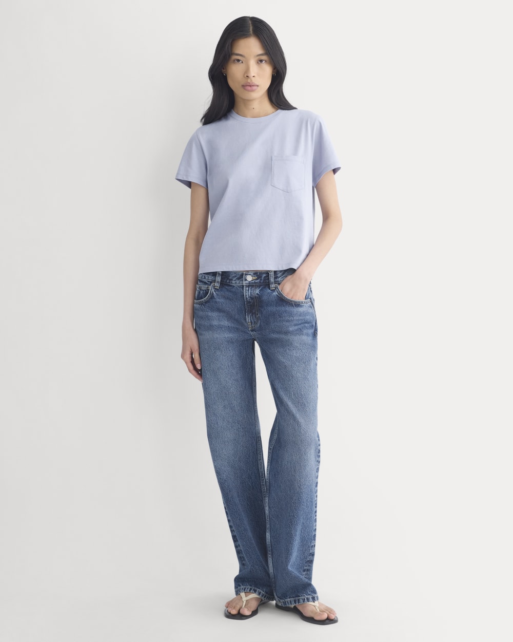 The Box-Cut Tee in Essential Cotton in Aleutian — detail view