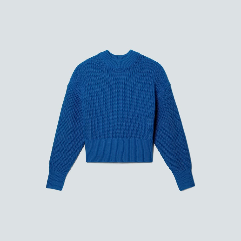 The Texture Cotton Crew in Lapis Blue — alternate view