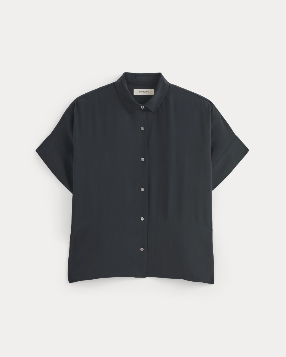 The Boxy Shirt in Washable Silk in Navy — alternate view