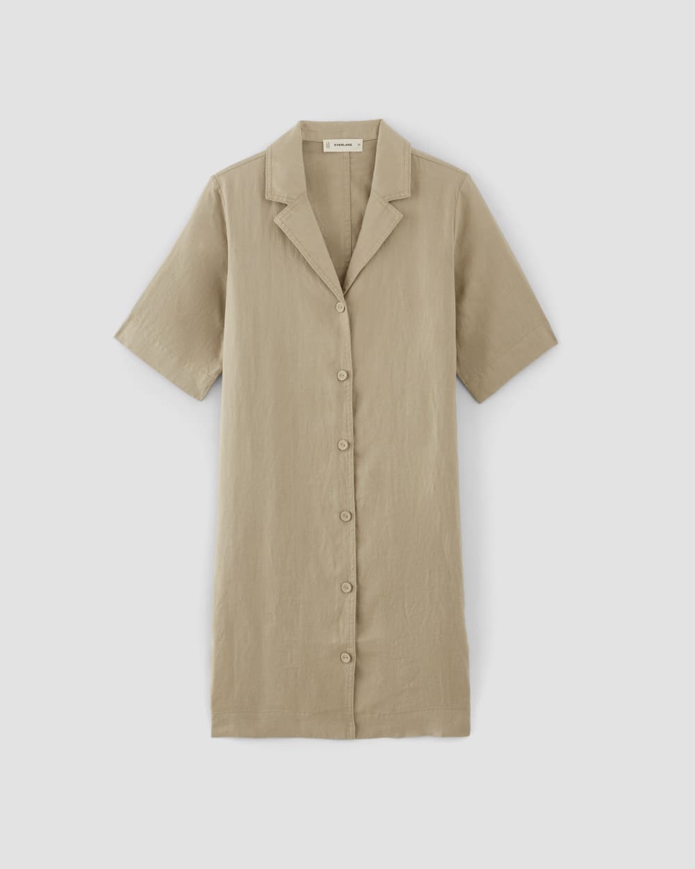 The Shirtdress in Linen in Trench Coat Khaki — alternate view