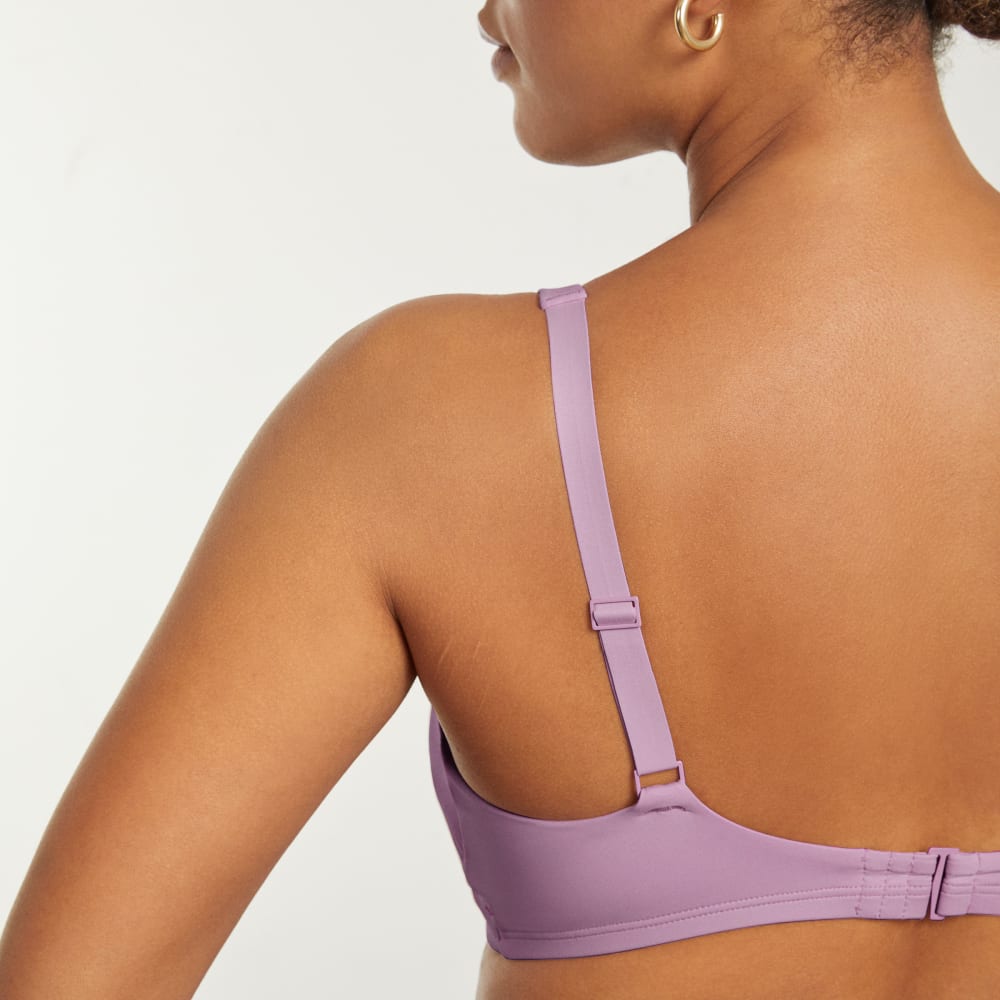 The Square-Neck Bikini Top in Lilac — detail view