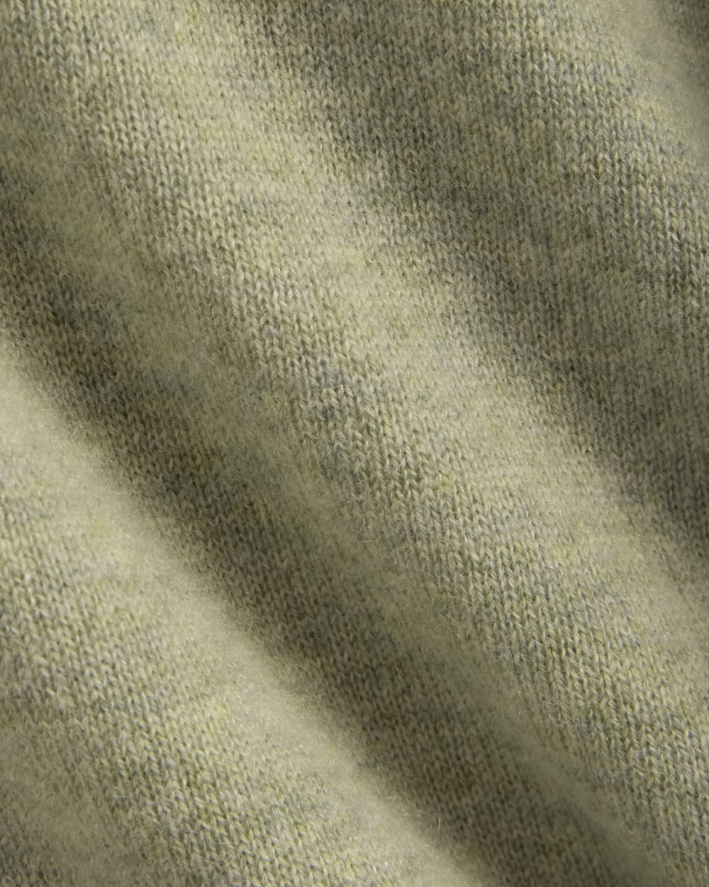 The Classic Crew in Cashmere in Light Heathered Moss — detail view