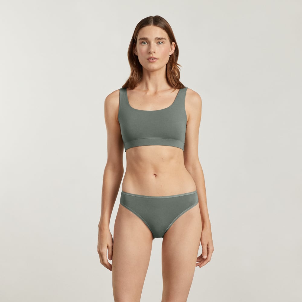 The Cotton High-Rise Bikini in Dark Sage — alternate view