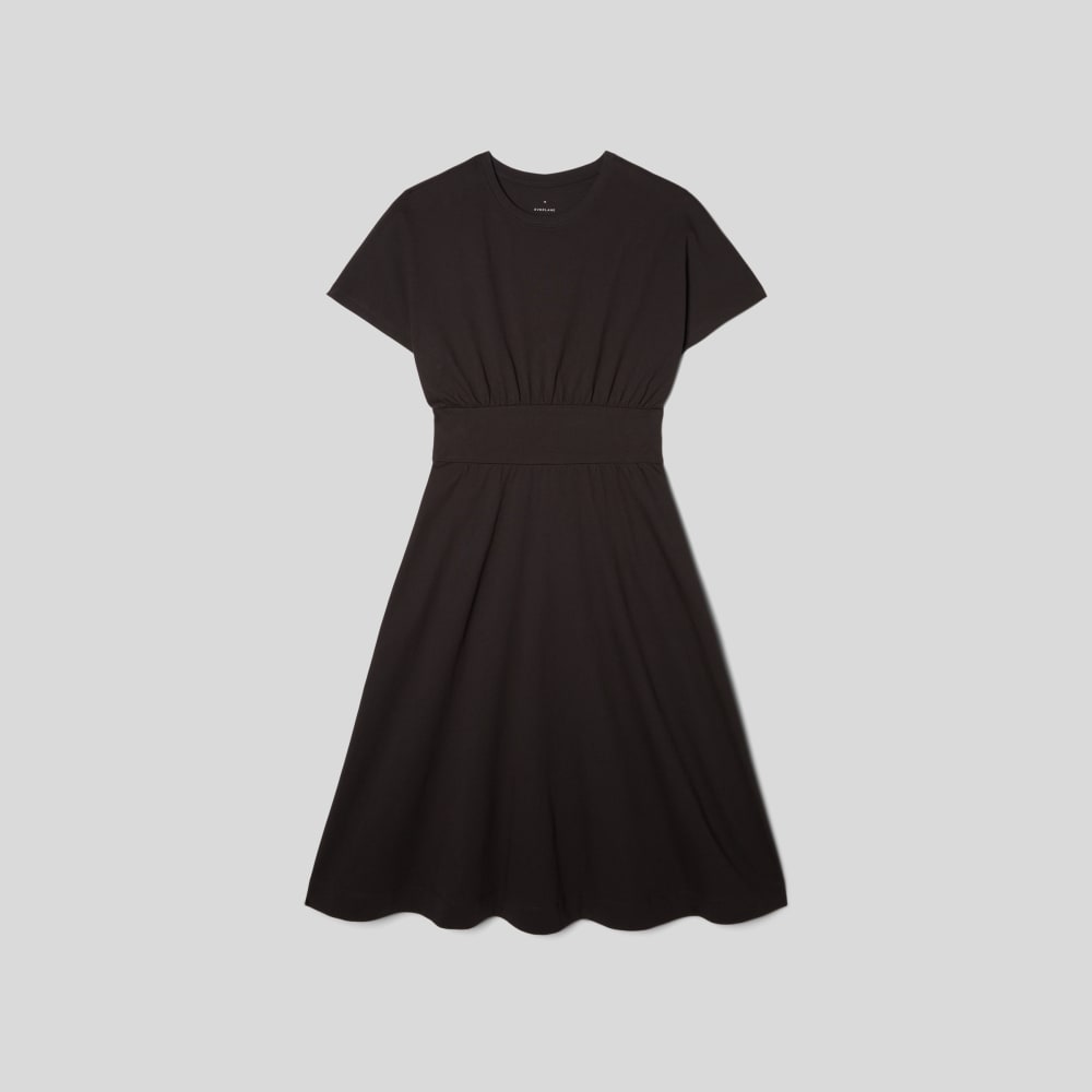 The Organic Cotton Waisted Dress in Black — alternate view